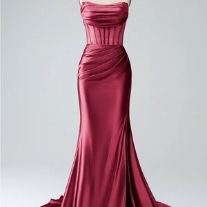 Burgundy Strapless Dress